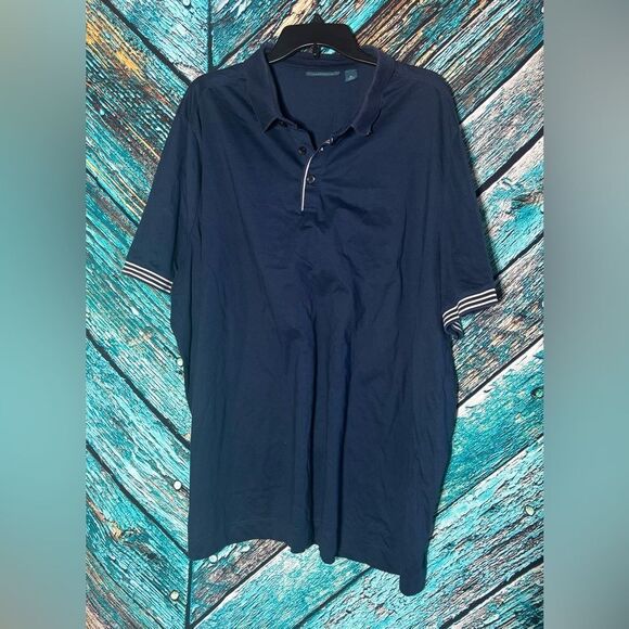 Men's Navy Polo Shirt Perry Ellis Navy Blue Shirt Sleeve Polo Size 2XLarge EPC - Picture 1 of 3